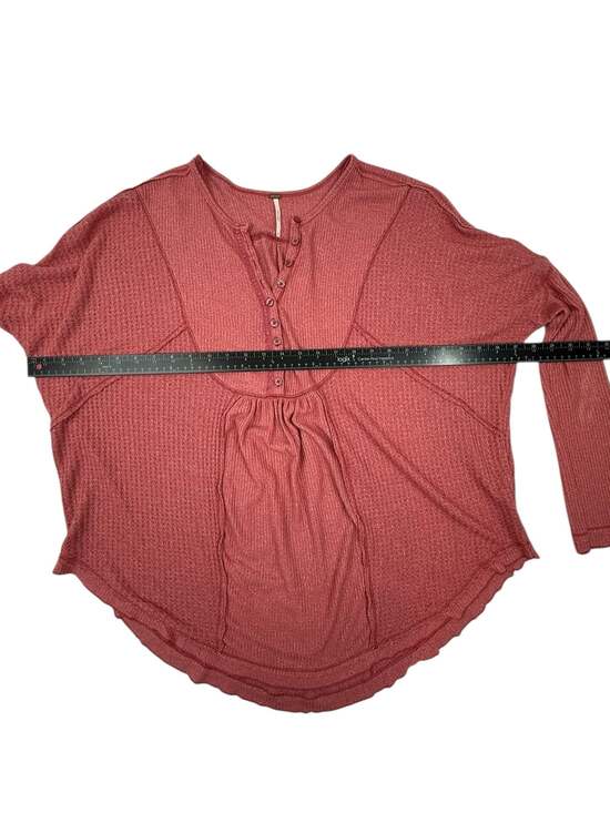 Free People Leo Oversized Waffle Knit Henley Thermal Top Rose Pink S - Picture 3 of 6